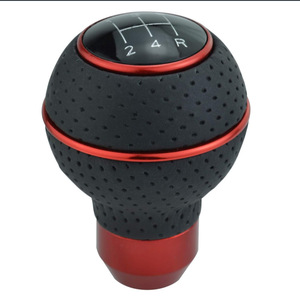หัวเกียร์หนังสีน้ำเงินทรงกลมแบบ Ergonomic สำหรับรถยนต์เกียร์ธรรมดา - Product Image 3