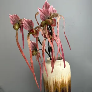 <span class=keywords><strong>Orchidée</strong></span> tropicale artificielle Paphiopedilum (Paphio) à toucher réel pour la décoration de vases d'hôtel et de maison (vente en gros) - Product Image 2