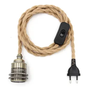 220-240V AC Power Cord With Australia Plug Inline Switch E27 Bulb Holder Fittings With 3 Meters Long Fabric Cable