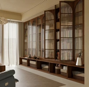 High-end libreria di lusso in legno fatto a mano in legno massello libreria con scala mobili per ufficio casa soggiorno vetrina - Product Image 1