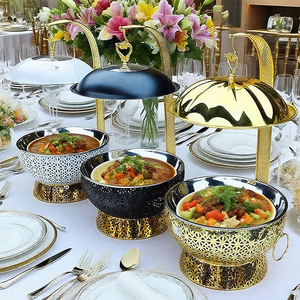 Set di Chafing Dish Decorativo da 8L, Nuovo Design per Ristoranti, Scaldavivande Sospeso per Buffet, Elegante in Bianco e Nero - Product Image 5