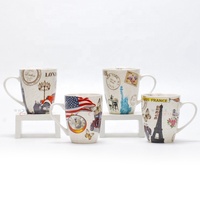 Vente en gros de formes assorties personnalisées Couleur intérieure Blanc extérieur Londres Hollande Paris Dubai Tasse à café-lait en céramique souvenir