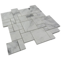 Mosaïque en marbre blanc de Carrare, pierre naturelle, feuille à dos maillé, mosaïque carrée et rectangulaire pour mur et sol de salle de bain et douche