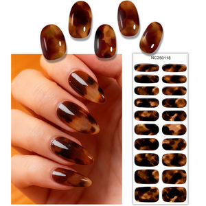 Autocollants pour ongles de qualité salon, automne-hiver, luxe, texture feuille d'érable ambrée, bandes pour ongles françaises, lampe UV, gel semi-durci, autocollants pour ongles - Product Image 2