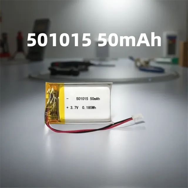 501015 50mAh 3.7V Li-Polymer Battery, Rechargeable Battery for Bluetooth Earbuds, Smart Wearables & Mini Electronics 101550