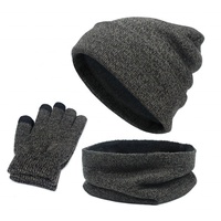Venta al por Mayor de Gorros de Invierno para Hombre y Mujer, Juego de 3 Piezas: Gorro Jacquard, Calentador de Cuello, Guantes Táctiles y Bufanda - 100% Acrílico