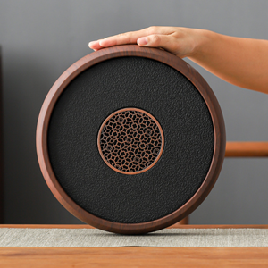 Nueva mesa redonda de té de <span class=keywords><strong>Kung</strong></span> <span class=keywords><strong>Fu</strong></span> de piedra de plástico para el hogar con bandeja de té doble de almacenamiento de agua de drenaje - Product Image 6