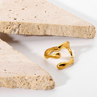 Bague femme en acier inoxydable, sens géométrique, bord décalé, texture croisée, bague d'ouverture, ornement