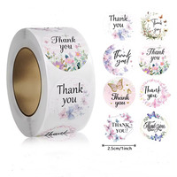 Rouleau d'autocollants ronds holographiques en papier couché de 1 pouce, étiquettes avec logo d'entreprise pour les bougies, impression UV, « Merci »