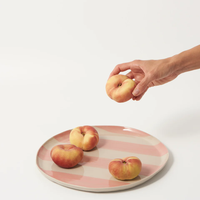 Assiette en Céramique Moderne de Style Européen à Motif Rayé, Vaisselle de Table Fantaisie pour Restaurant, Service d'Aliments, Salades, Steaks et Fruits