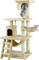 Tour d'arbre à chat de 57 pouces avec grande plate-forme Panier Condo Maisons de chat durables pour chats d'intérieur en papier et fourrure
