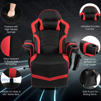 Chaise de jeu chauffante et massante avec repose-pieds réglable, chaise de jeu pivotante avec porte-gobelet et poche latérale, chaises de course pivotantes à 360°