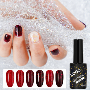 Vernis à ongles gel <span class=keywords><strong>rouge</strong></span> pailleté avec feuille d'or, nouvelle mode 2026, art des ongles, colle pour le visage, vernis à ongles de haute qualité - Product Image 1