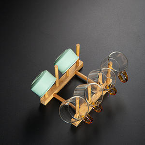 대나무 스탠딩형 컵 홀더 차 세트 보관 랙 먼지 방지 배수 기능 모던하고 심플한 디자인 - Product Image 3