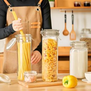 Extra Large 2-Liter Clear Glass Jar with Lid Tall <strong>Skinny</strong> Style for <strong>Pasta</strong> and Spaghetti - Product Image 5
