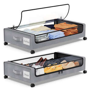 Underbed Shoes Storage Organizer Box Custom Fabric &amp; Steel Frame with <strong>Wheels</strong> Removable Under-bed Storage <strong>Hot</strong> Selling Space Saver - Product Image 2