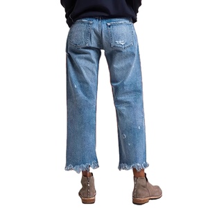 Nuevos Jeans Joker Rectos con Lavado Claro y Agujeros, Estilo Urbano para Mujer, Tendencia Transfronteriza en Europa y EE. UU., Sin Elástico - Product Image 2
