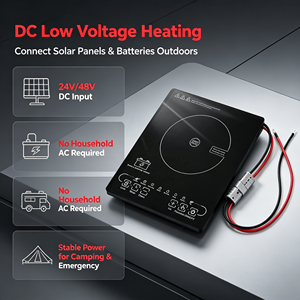 Fornello a Induzione Solare DC 24V/48V a Batteria Nuovo Design per Uso Interno/Esterno Ispirato a Hotel, Auto e Camper USA - Product Image 5