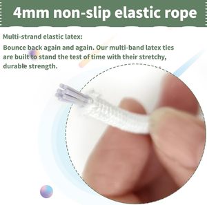 Cordon élastique blanc robuste antidérapant de 5/32 pouces (4 mm) <span class=keywords><strong>pour</strong></span> la fabrication de bijoux, la couture, les lacets de chaussures, les vêtements, les travaux manuels DIY - Product Image 3