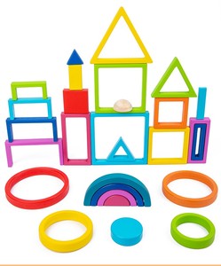 מונטסורי קשת עץ לערום בלוקים צורה גיאומטרית צבעוני אבן בניין צעצועי תינוק צעצוע חינוכי מוקדם למידה - Product Image 4