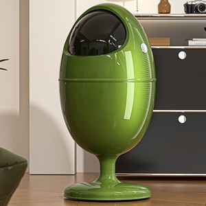 Italian Modern Luxury Oval Shaped Paper <b>Basket</b> <b>Large</b> Floor Standing Flip <b>Lid</b> Home Decor - Product Image 3
