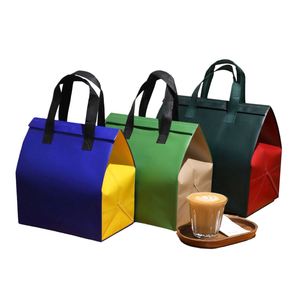 Sac isotherme réutilisable avec logo personnalisé rose, sac de livraison alimentaire non tissé avec lamination en feuille d'aluminium - Product Image 2