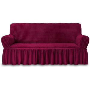 Housse de canapé en tissu seersucker à carreaux, universelle, tout compris, avec volants, extensible et ajustée, vente en gros d'usine - Product Image 1
