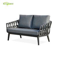 Ensemble de meubles de patio en métal tressé Foshan, canapé de jardin en aluminium avec coussins imperméables