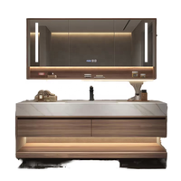120cm Double Bassin Nouveau Design Meuble sous-vasque en bois entier avec éclairage LED