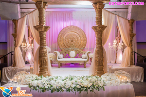 Mandapam de Boda India con Temática Dorada, Mandapam de Boda Sri Lankesa, Grandioso Mandapam para Boda Tamil, Decoración de Mandapam para Eventos de Boda en el Reino Unido - Product Image 6
