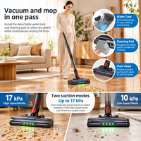 Aspirateur 2-en-1 à main et sur pied avec tête LED pour sols durs, tapis et poils d'animaux, rechargeable par Type-C