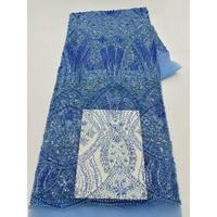 Tissu en dentelle soluble dans l'eau de haute qualité 100% polyester, avec des paillettes brillantes, des perles et des broderies, motif floral pour robes de soirée