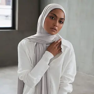 도매 180*80cm 고품질 여성 이슬람 목도리 랩 일반 Hijab 스트레치 프리미엄 스카프 코튼 저지 Hijab 여성