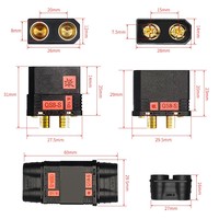 Connecteur de batterie CC haute résistance QS8-S, courant élevé, 2P, laiton, mâle/femelle, plaqué or, boîtier PA, prise anti-étincelles pour voiture RC, drone