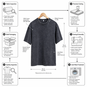 T-shirt en coton lavé surdimensionné pour homme, manches courtes, col rond, couleur unie, décontracté, logo personnalisable sur le devant - Product Image 5