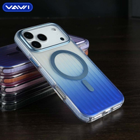 Étui de téléphone magnétique à dégradé ondulé en PC résistant aux chocs VAWI B143, vente en gros pour iPhone 13 14 15 16 17Pro Max pour Samsung