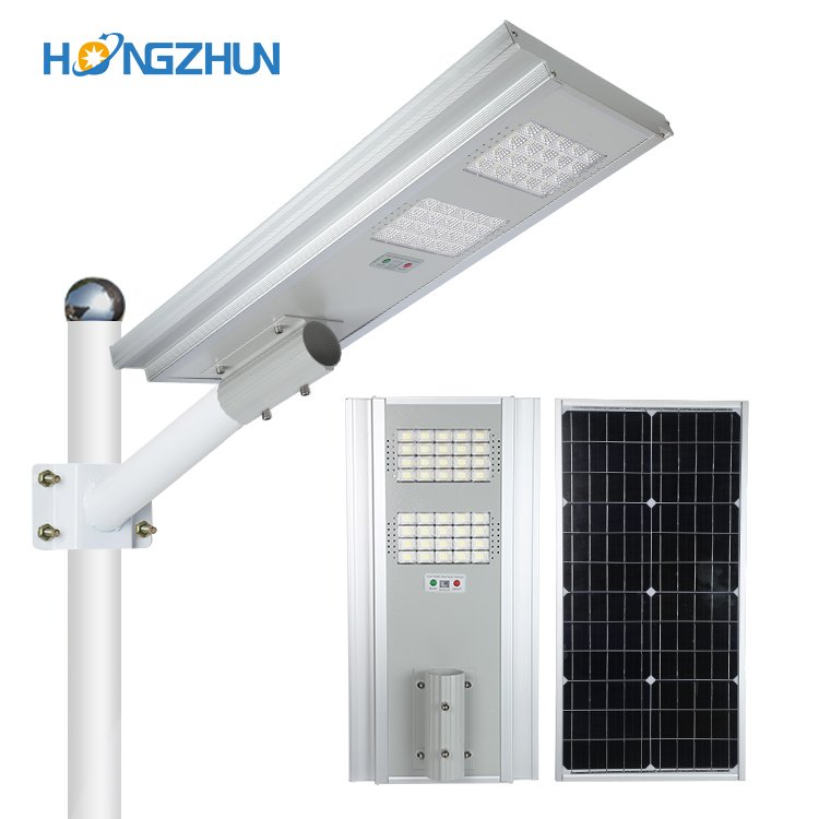Venta caliente IP65 impermeable al aire libre 100w 150w 200w inteligente todo en una luz de calle solar integrada