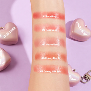 Palette 2 en 1 de rouge à lèvres et de fard à joues hydratant et imperméable de couleur unie en forme de cœur avec logo personnalisé - Product Image 2