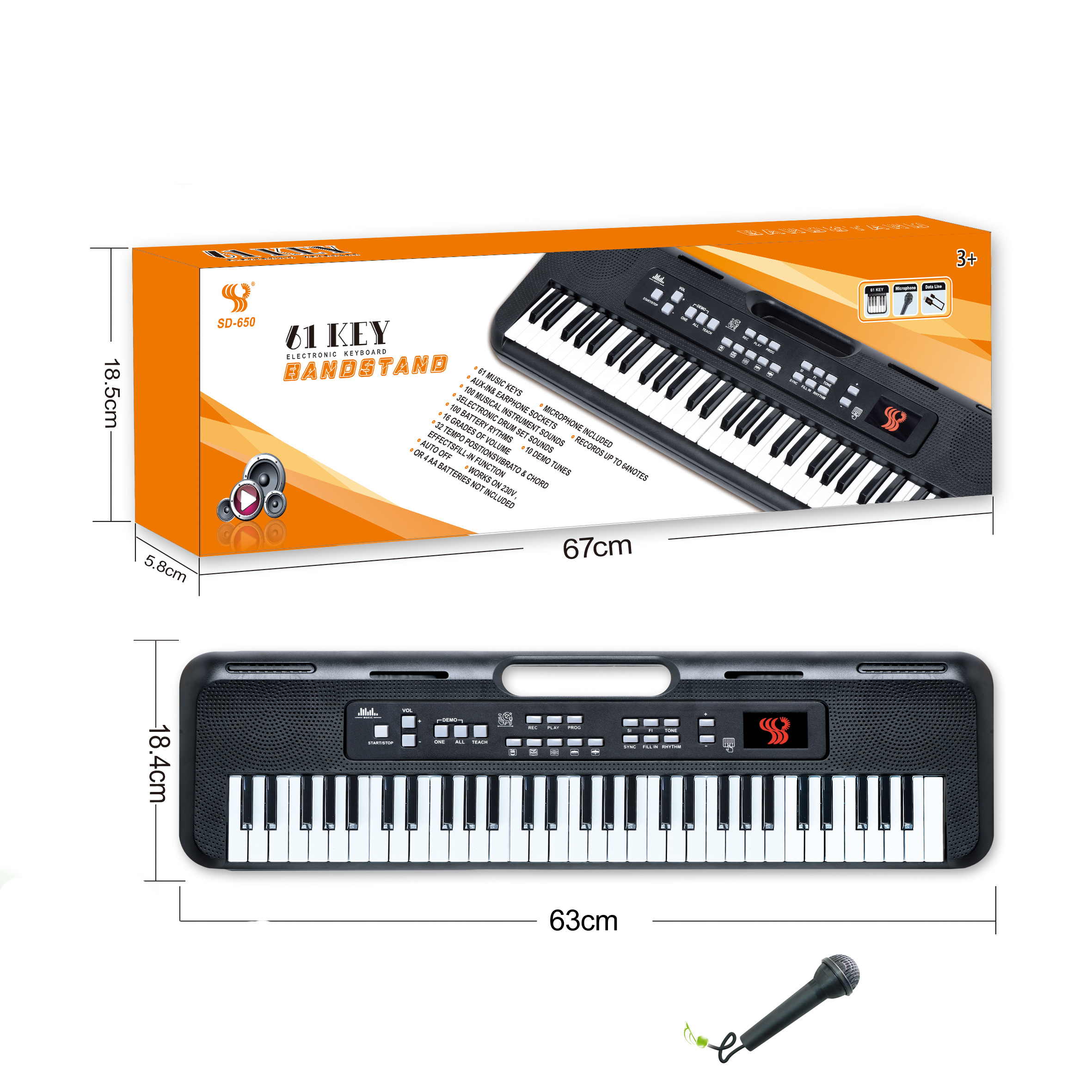 Новинка, 61 клавиша, электронная клавиатура, портативная музыкальная клавиатура, пианино, Электрический синтезатор орган
