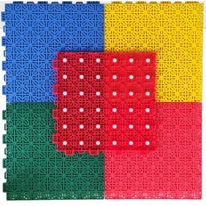 Modular Basketball Court Vinyl Flooring Interlocking Polypropylene <b>Plastic</b> for Indoor Schools Accessory <b>Edging</b> Included - Product Image 5
