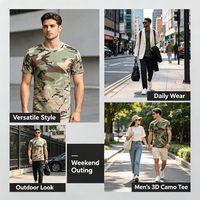 T-shirt pour homme à imprimé camouflage 3D en polyester, col rond, manches courtes, coupe ample, décontracté, pour l'extérieur, personnalisable avec logo OEM/ODM