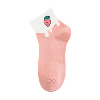 Chaussettes de cheville pour femmes, printemps, colorées, motif fruits mignon, respirantes, antibactériennes, séchage rapide, élasthanne/polyester/coton, écologiques