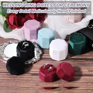 High-End Ultra-Fine Velvet Ultra-Fine Fiber Octagonal Spray <b>Box</b> for Diamond <b>Ring</b> Necklace Square - Product Image 5