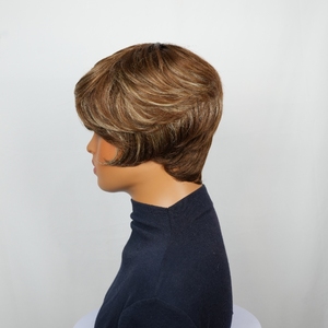 วิกผมทรงพิกซี่คัท ทำจากผมแท้สำหรับผู้หญิง วิกผมทรงพิกซี่คัทแบบสั้นเป็นชั้นๆ พร้อมหน้าม้า น้ำหนักเบา ไม่ต้องใช้กาว ผลิตด้วยเครื่องจักรทั้งหัว วิกผมสั้น - Product Image 3