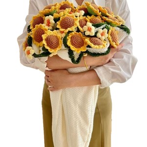 Hand-knitted Sunflower Bouquet Blanket Floral Polyester Home Decoration Personal <b>Gift</b> - Product Image 4
