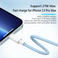 Câble de Recharge USB-C PD 20W pour iPhone 14 13 12 11 Pro Max iPad, Charge Rapide 3A, Cordon de Données Lightning de 2M