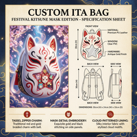 Sac à dos Ita Bag Premium Festival Fox Mask en cuir PU blanc avec doublure à motif nuage et quincaillerie dorée antique, porte-objets unique