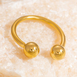 European Style Titanium Steel <b>Ring</b> Ball Shape U Shaped Geometric Open <b>Ring</b> Unisex Jewelry Gift - Product Image 4