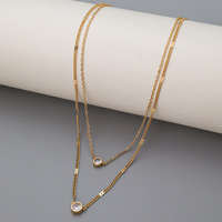 Collier multi-rangs en zircon incrusté, tendance transfrontalière, collier de clavicule empilable pour fille, collier tendance pour femme