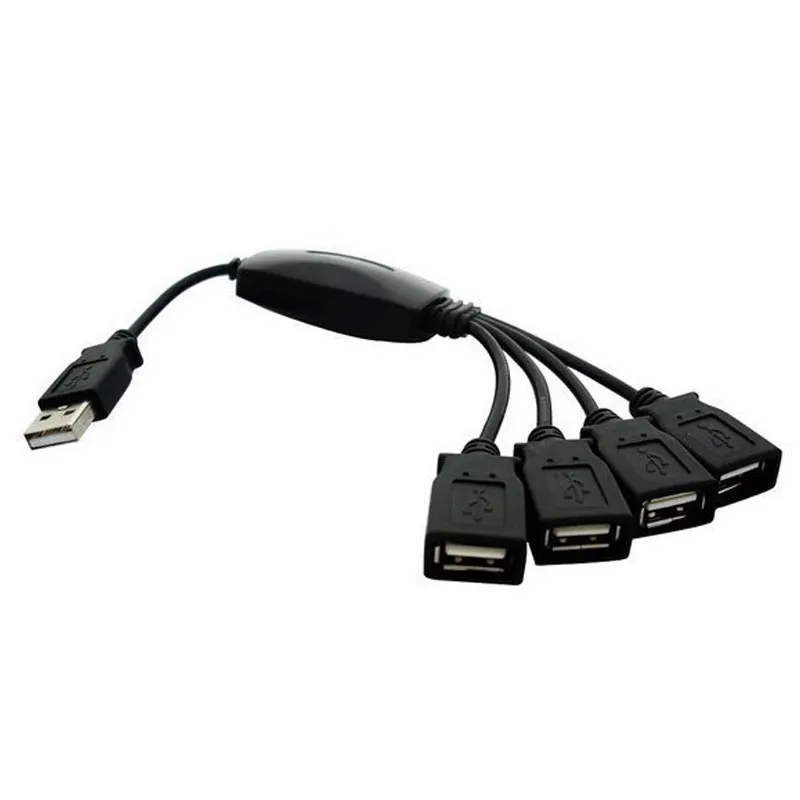 Lingable USB2.0 Cable HUB 4 Ports USB 2.0 Splitter 4-port Switch for iMac Computer Laptop Accessories Hab High Speed USB Black